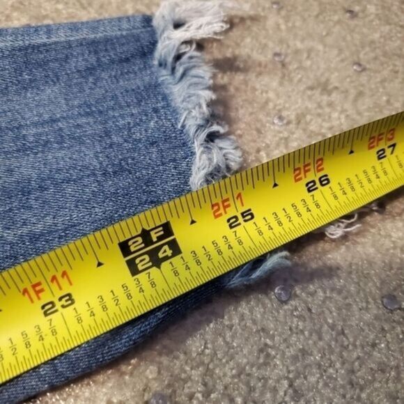 Express Women's Size 0 Cropped Legging Mid Rise Distressed Jeans 26x25 - Picture 9 of 9